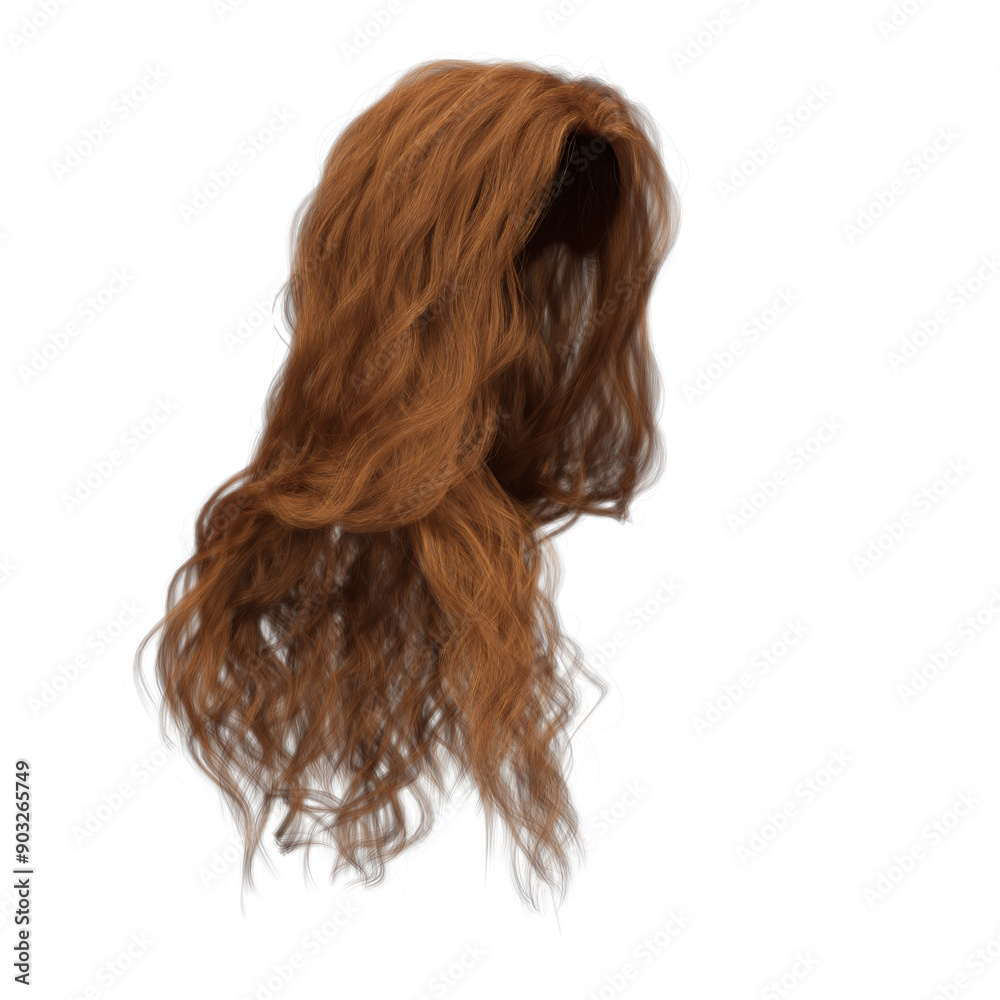 Fototapeta premium 3d render soft curl wavy long red hair isolated