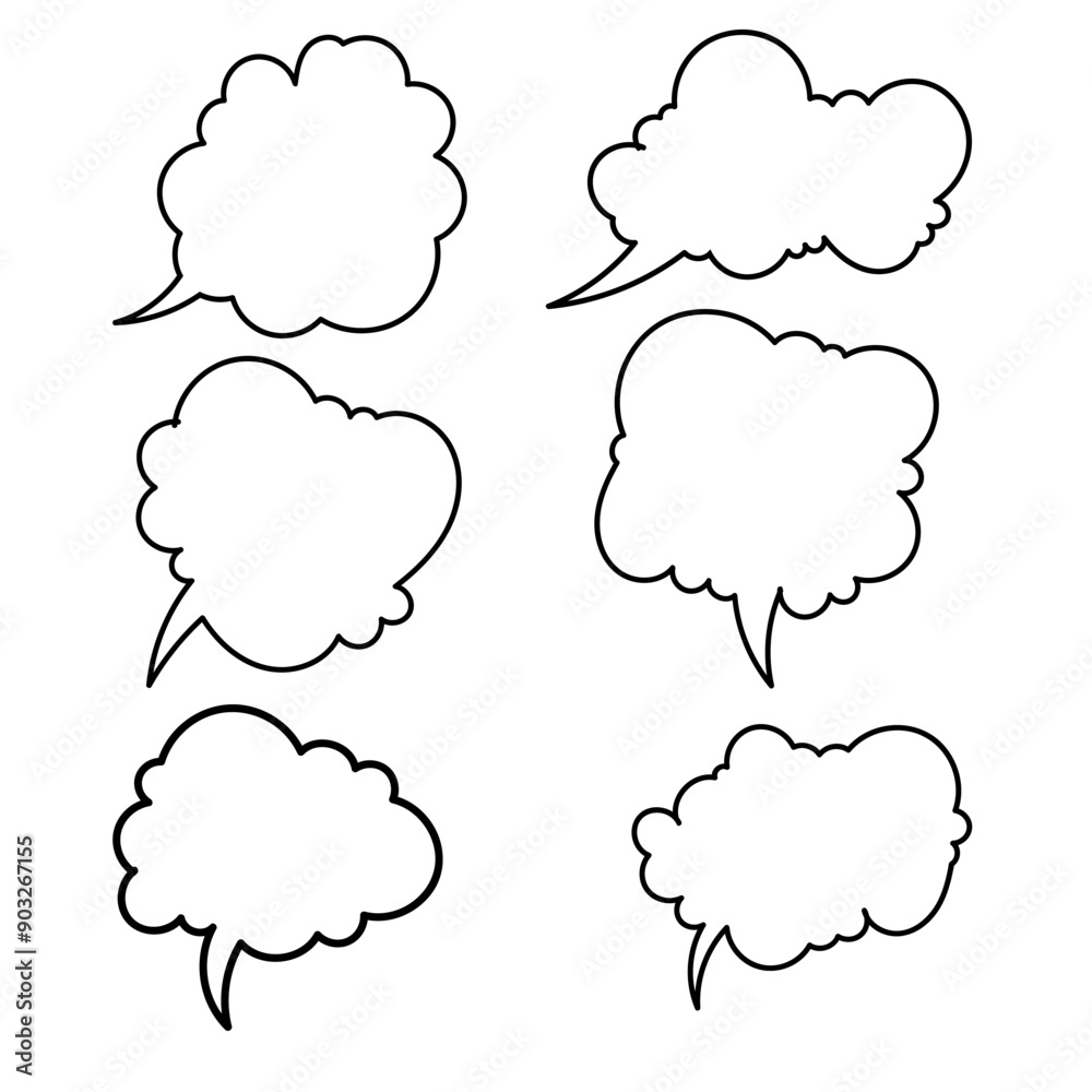 Set of empty comic speech bubbles Hand drawn doodle cartoon stickers. Vector illustration. Set of empty comic speech bubbles Hand drawn doodle cartoon stickers. Vector illustration.
