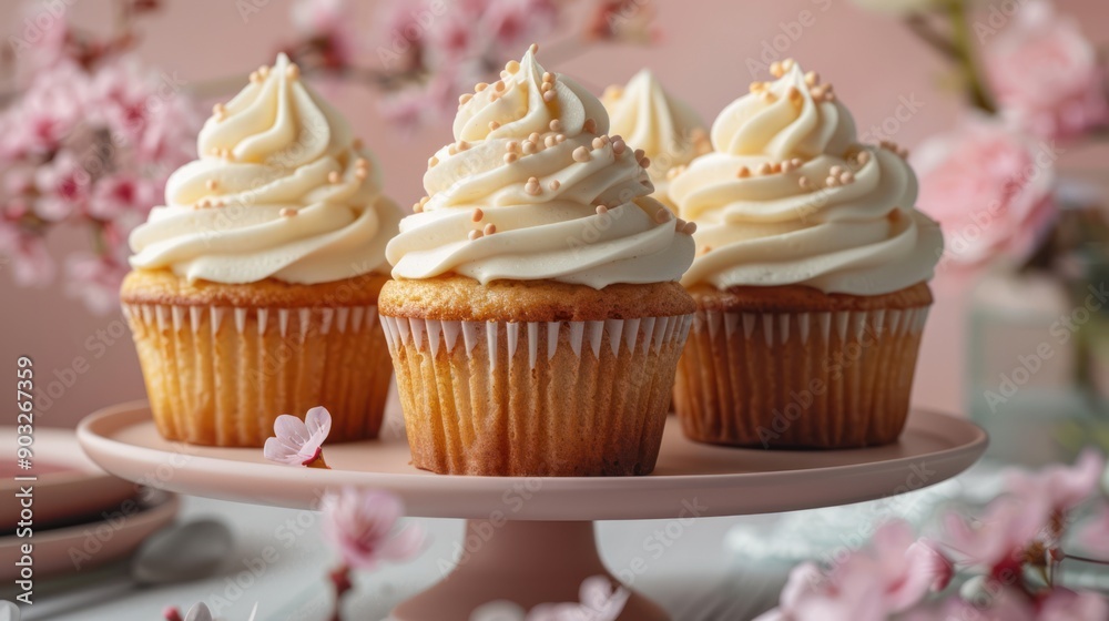 Blank Topper Vanilla Cupcakes Mockup Display Blank Topper Vanilla Cupcakes Mockup Display