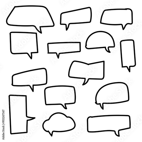 Set of empty comic speech bubbles Hand drawn doodle cartoon stickers. Vector illustration.