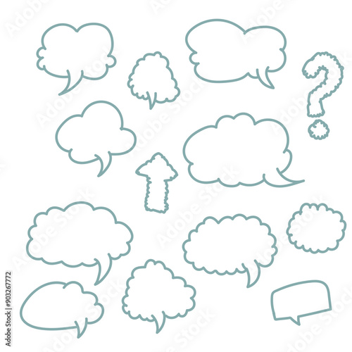 Wallpaper Mural Set of empty comic speech bubbles Hand drawn doodle cartoon stickers. Vector illustration. Torontodigital.ca