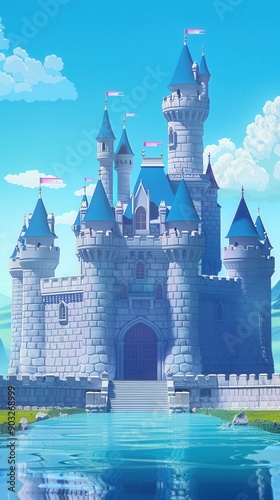 Bowser's Castle Background. Detailed fantasy castle illustration photo