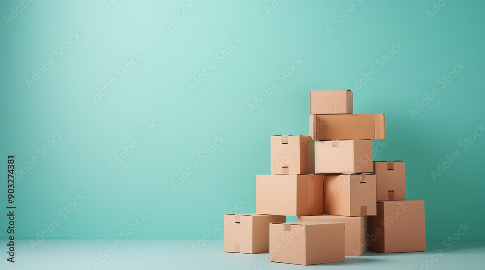 A neatly stacked pile of cardboard boxes on a plain background, symbolizing moving or storage organization A neatly stacked pile of cardboard boxes on a plain background, symbolizing moving or storage organization