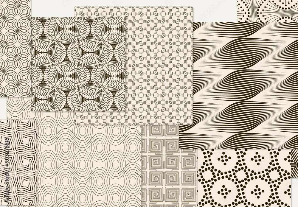 Set of Simple Retro Geometric Patterns Stock Template | Adobe Stock