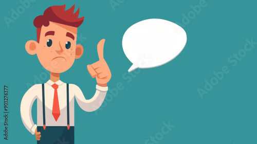 Wallpaper Mural Cartoon illustration of a businessman character giving advice with a blank speech bubble for text, ideal for communication concepts. Torontodigital.ca