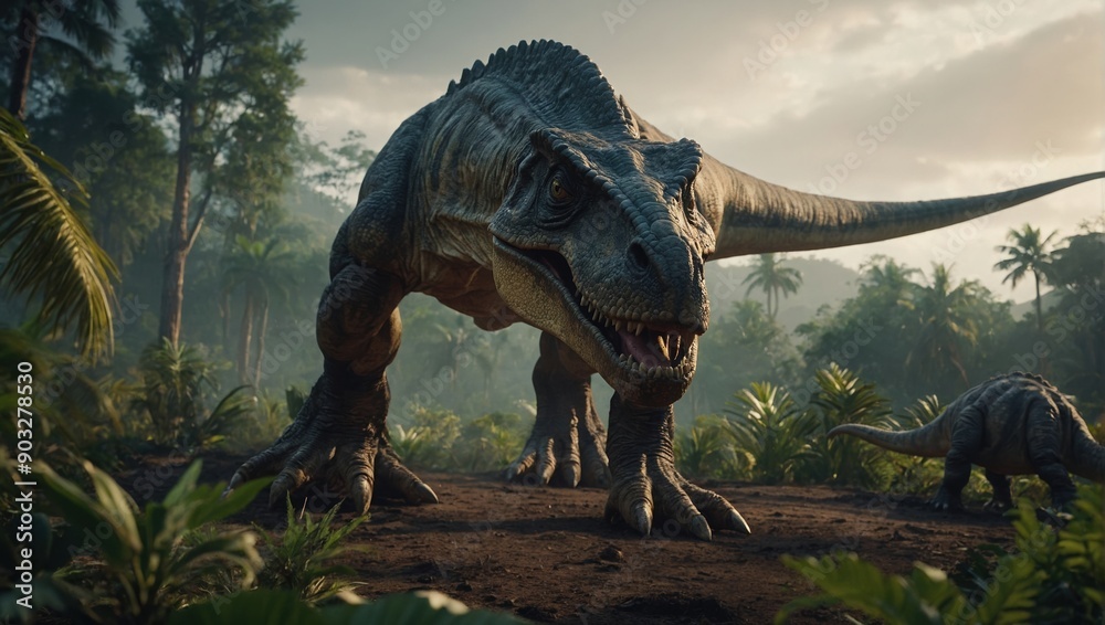 Fototapeta premium Revealing the grandeur of the prehistoric world and the remarkable lives of its dinosaurs