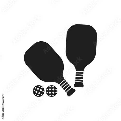  Pickleball Racket set with balls vector icon for sports apps and web