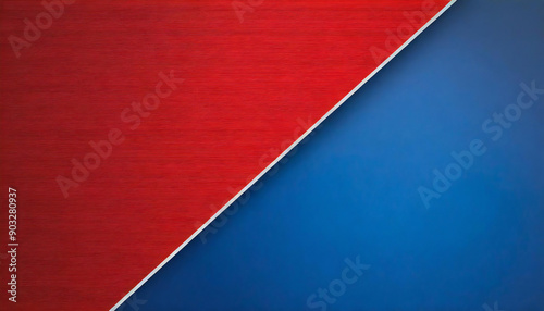 赤と青のハーフの2面背景素材。赤背景。青背景。Two-sided background material, half red and half blue. Red background. Blue background. photo