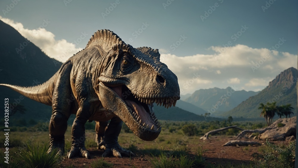 Fototapeta premium Delving into the ancient world to reveal the wonders of dinosaur life