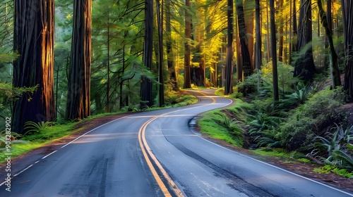 Scenic road in Redwood National Forest