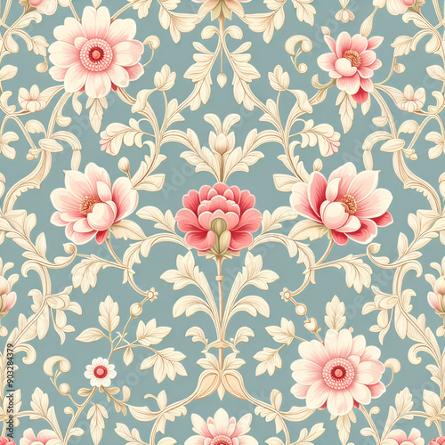 Wallpaper Mural seamless pattern with flowers Torontodigital.ca