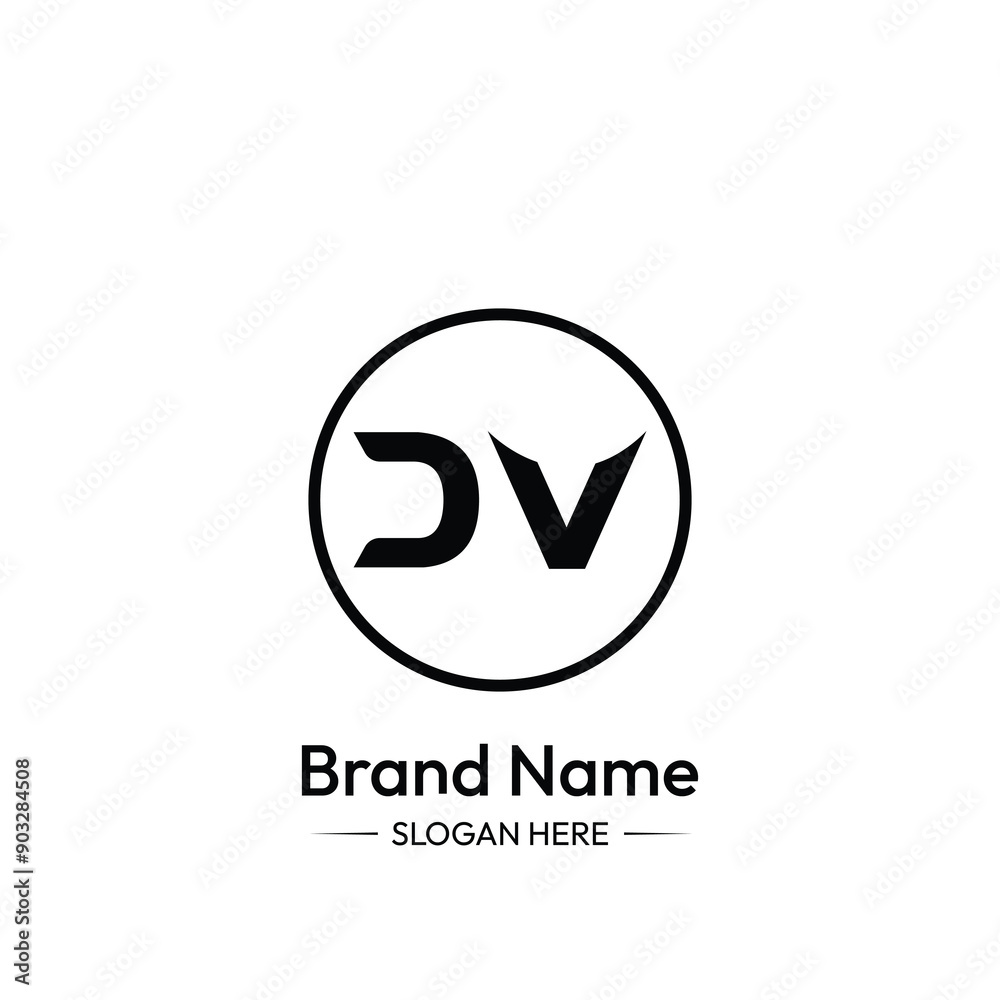 DV Letter Logo Design. White Background.