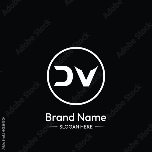 Φωτογραφία DV Letter Logo Design. Black Background.