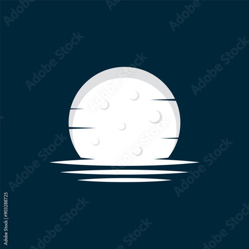 the moon shines at night vector icon illustration