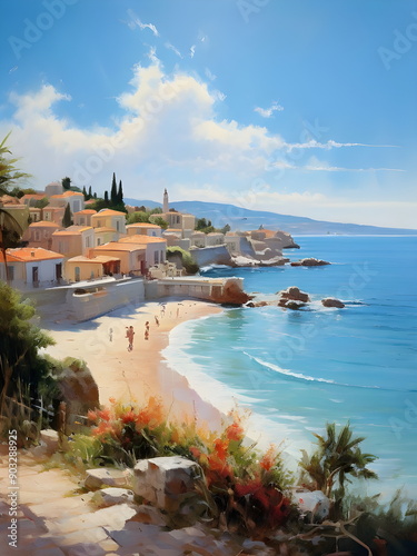 view of the town on beach