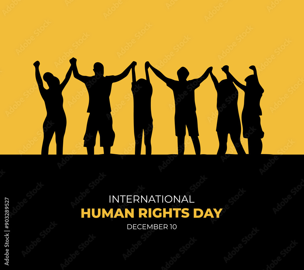 Fototapeta premium Human Rights Day. December 10. Holiday concept. template for background with banner, poster and card. Flat illustration. international human rights day. Jpeg format. 
