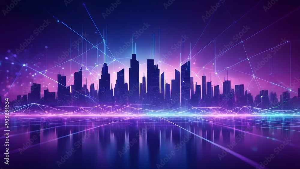A city skyline is reflected in a body of water A city skyline is reflected in a body of water