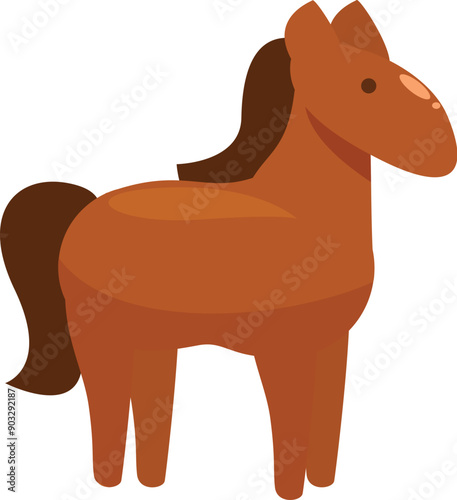 Illustration of a brown horse standing gracefully, showcasing its strength and beauty