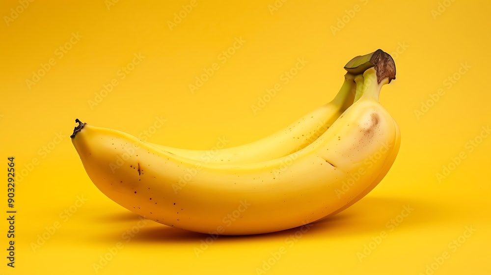 Two Yellow Bananas on a Yellow Background Two Yellow Bananas on a Yellow Background
