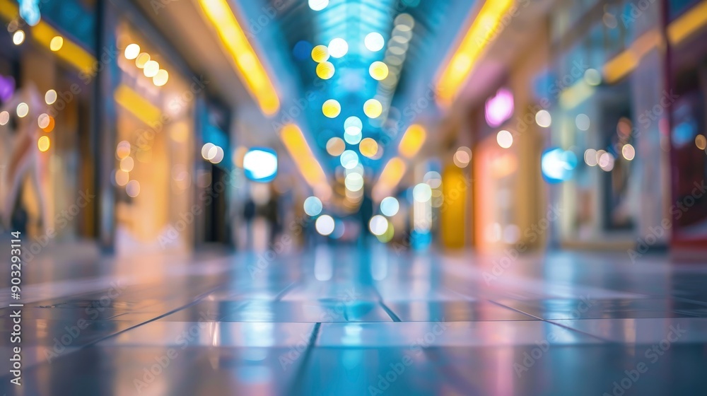 Fototapeta premium Abstract blurred shopping mall hall as background , ai