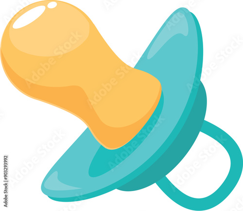 Colorful baby pacifier lying on its side, providing comfort and security for infants