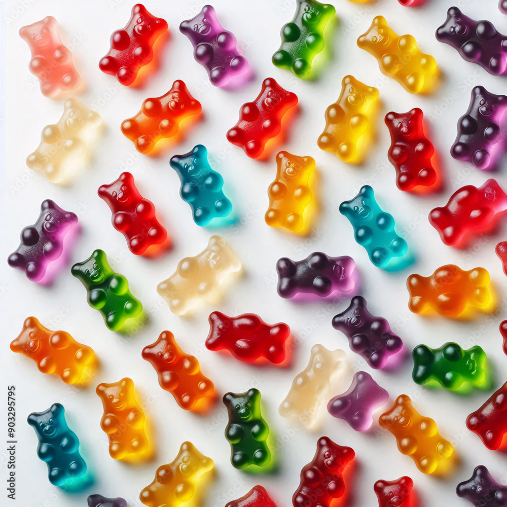 Jelly gummi bears, sweet snack for kids, illustration wallpaper background Jelly gummi bears, sweet snack for kids, illustration wallpaper background