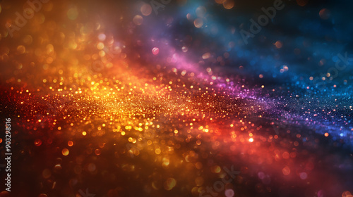 abstract Christmas golden rainbow bokeh background, filled with warm golden lights, with a dreamy appearance of glowing lights, an ethereal, magical, and serene mood for a holiday theme