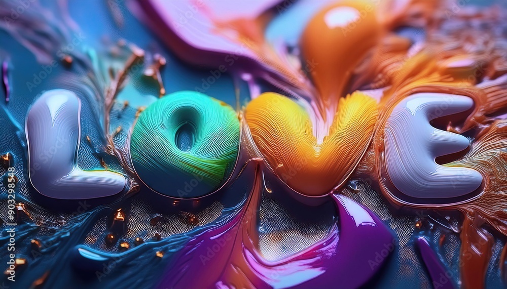 Obraz premium Vibrant Abstract Art Featuring Bold Love Text