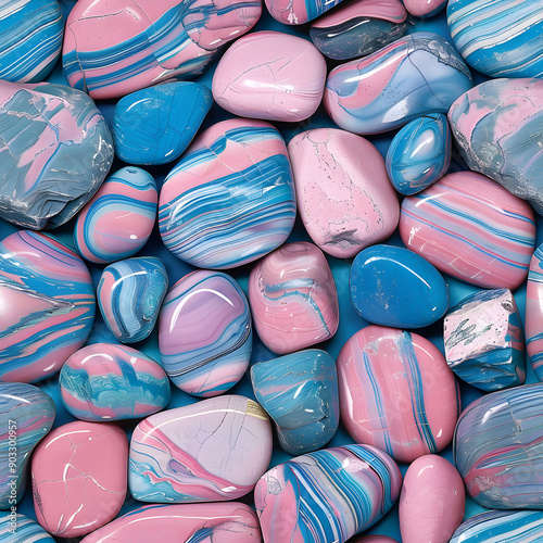 Pink, Blue, and White Striped River Stones Seamless Wallpaper - Image 3 of 4 - 16.8MP - Created by AI photo