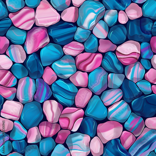 Pink, Blue, and White Striped River Stones Seamless Wallpaper - Image 4 of 4 - 16.8MP - Created by AI photo