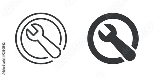 Editable stroke. Repair thin line and glyph solid icons