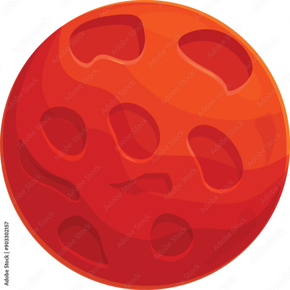 Cartoon red planet with craters is floating in the solar system Cartoon red planet with craters is floating in the solar system