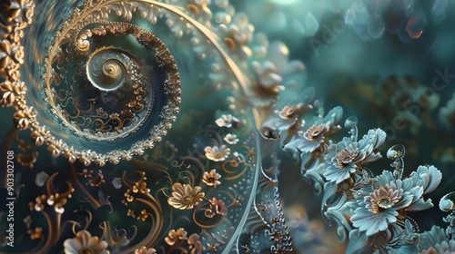 Intricate fractal design with spirals and flow