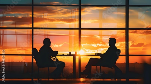 Two coworkers discussing business at a panorama