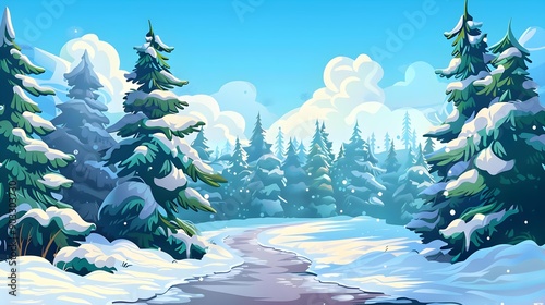 Seamless winter forest background