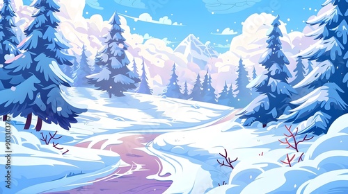 Winter Landscape Seamless Forest Background