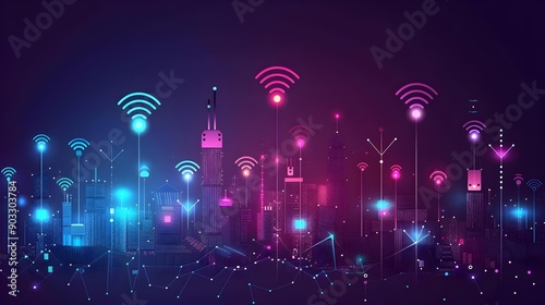 Illustration of wireless network and connection technology