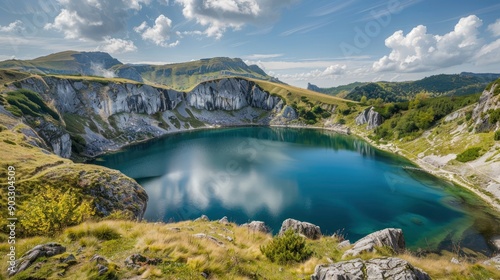 Saint Ana volcanic lake in Tusnad Romania, ai photo