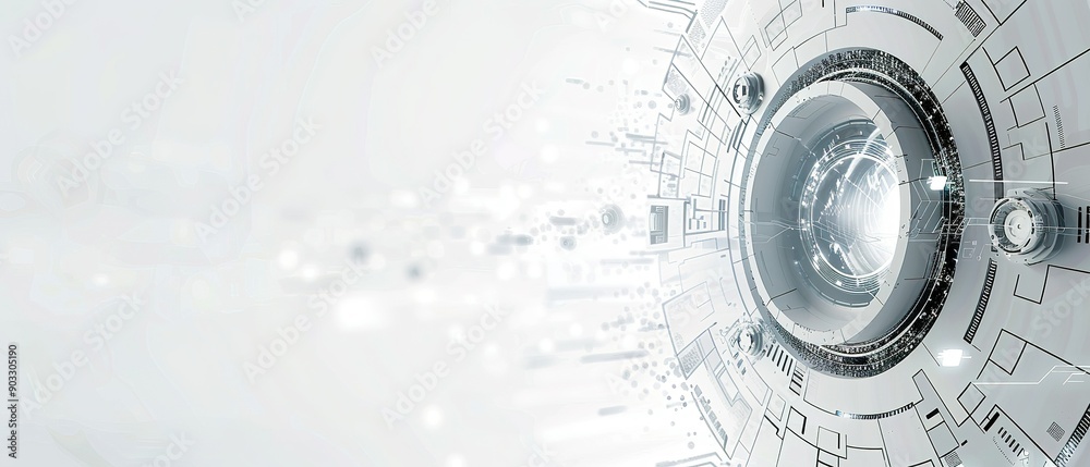 Obraz premium Abstract Technology Background with Circular Design and White Blur