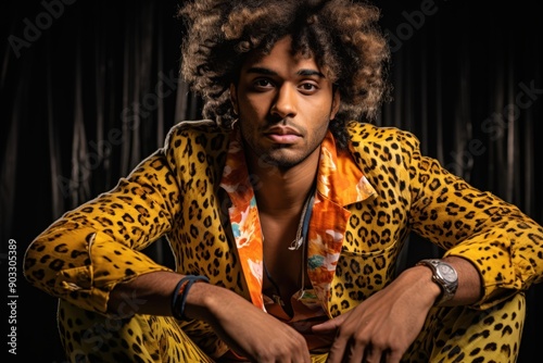 Stylish Man in Vibrant Leopard Print Outfit Embracing Bold Fashion Choices