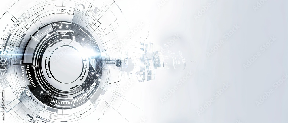 Obraz premium Abstract Technology Background with Circular and Rectangular Shapes