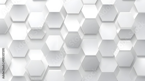 Abstraction. Printed Hexagon with a white background of honeycomb. shadows and light. Vector.