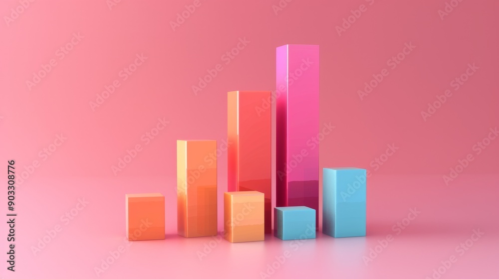 3D bar graph illustrating revenue growth over multiple years, with each bar labeled. 3D bar graph illustrating revenue growth over multiple years, with each bar labeled.