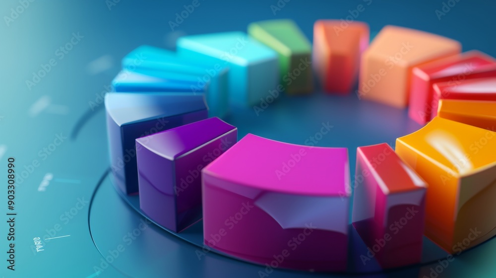 Obraz premium 3D circular bar chart with colorful segments, displaying the distribution of operating expenses.