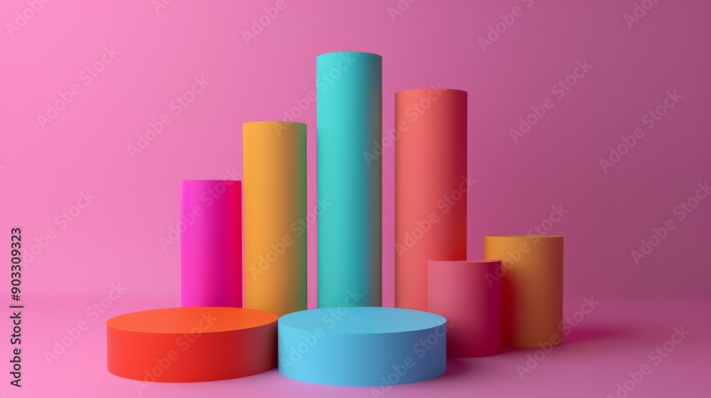 3D column chart with labels and axis, showing a clear data comparison. 3D column chart with labels and axis, showing a clear data comparison.
