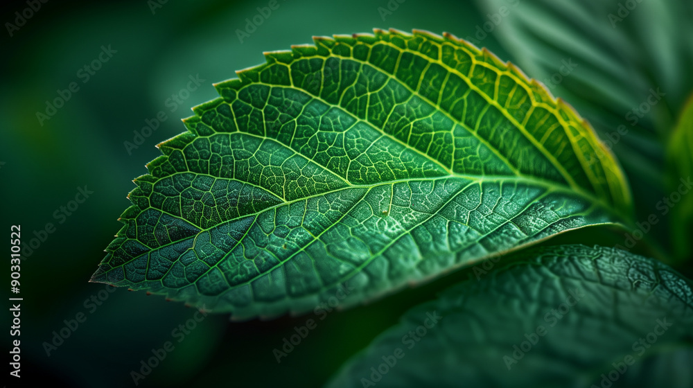 High-Resolution Close-Up of a Healthy Leaf Highlighting Intricate Anatomy and Veins High-Resolution Close-Up of a Healthy Leaf Highlighting Intricate Anatomy and Veins
