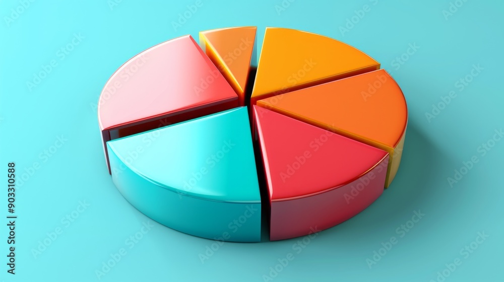 Fototapeta premium 3D pie chart showing market share distribution among key competitors in a business model.