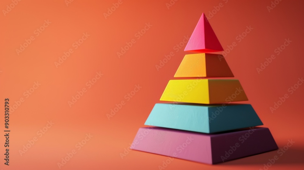 3D pyramid chart illustrating the hierarchy of business model components. 3D pyramid chart illustrating the hierarchy of business model components.