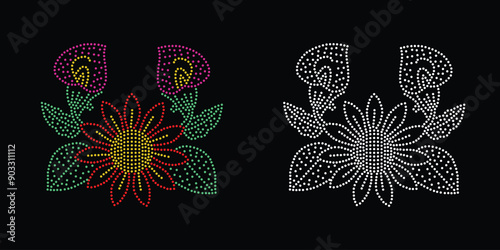 Rhinestone vector flower Design.