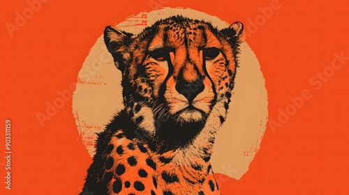 Bold leopard print with sun and bright colors.